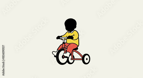 Childs Tricycle Ride A Joyful Cartoon Illustration.