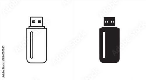 Usb flash drive icon isolated on for data storage and transfer