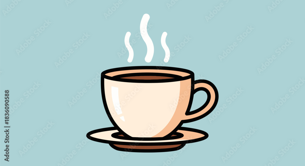 Obraz premium Steaming Cup of Coffee Illustration 1.