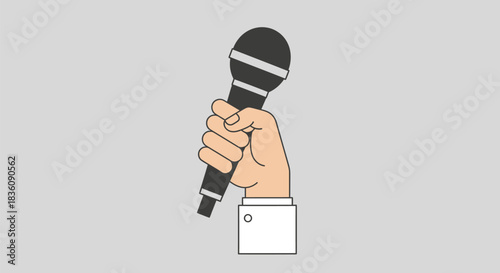 Hand Holding Microphone for Speech or Performance Illustration.