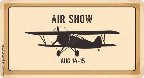 Vintage Air Show Poster Featuring a Biplane with Event Dates.
