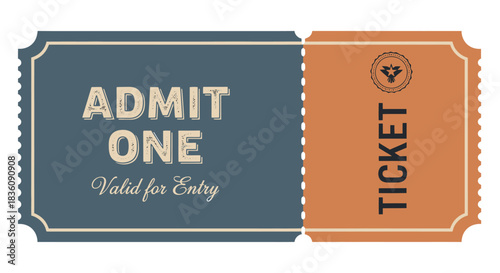 Vintage Admit One Ticket for Event Entry.