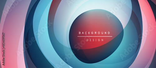 Abstract concentric circles, vibrant colors blend. Modern design, smooth gradients create dynamic visual effect. Background features text elements.