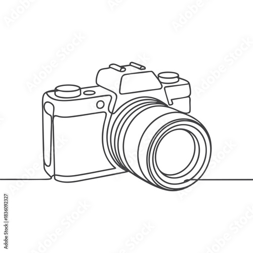 Vintage Film Camera Sketch Detailed Black and White Photography Equipment Illustration
