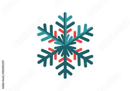 Colorful stylized snowflake illustration, geometric winter art for a festive natal celebration during the cool december season