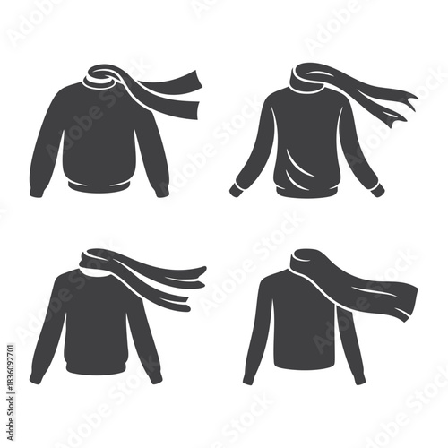 Silhouette Set of Casual and Formal Upper Body Clothing  Vector Fashion Icons