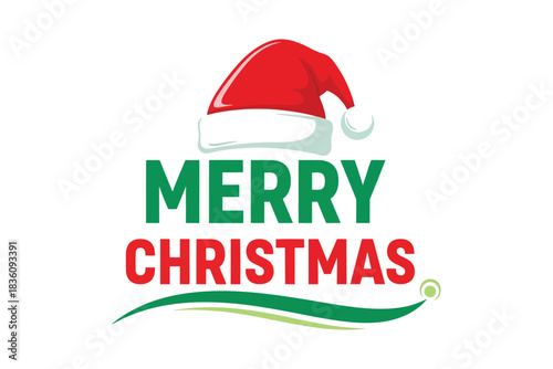 a bright red and green christmas message with a santa hat creates a cheerful design for cards, posters, and holiday graphics.