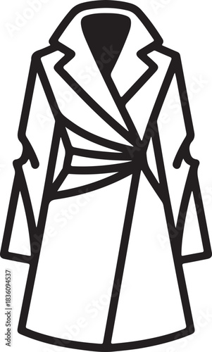 Classic trench coat outline, fashion garment icon vector graphic Vector