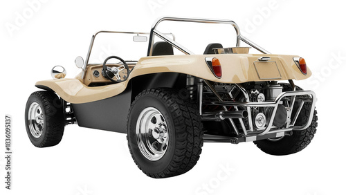 Bild auf Leinwand Beige dune buggy PNG isolated on transparent background, off-road vehicle with c