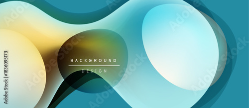 Abstract flowing shapes, teal, yellow hues create dynamic background. Modern design elements suggest fluidity, depth.
