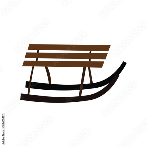 Simple vector illustration of a wooden sled, suitable for winter