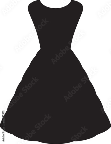Classic black silhouette of an elegant flared dress design vector Vector