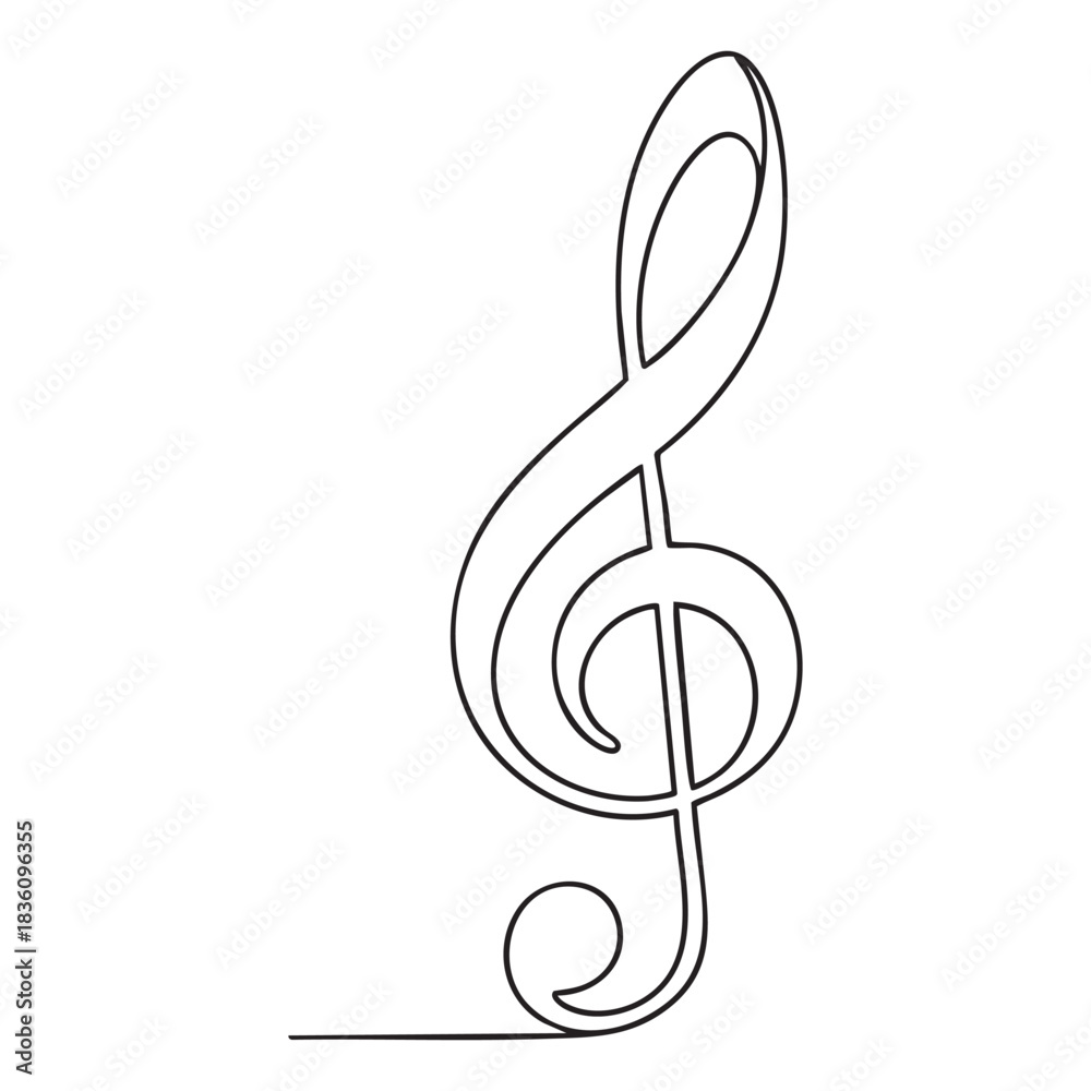 Obraz premium Treble Clef Music Symbol Line Art abstract black and white