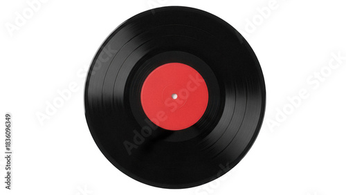 Obraz na plátně Black vinyl record PNG isolated on transparent background, vintage music disc fo