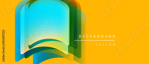 Abstract open book illustration. Vibrant colors blend, creating modern design element. Yellow backdrop enhances visual impact.