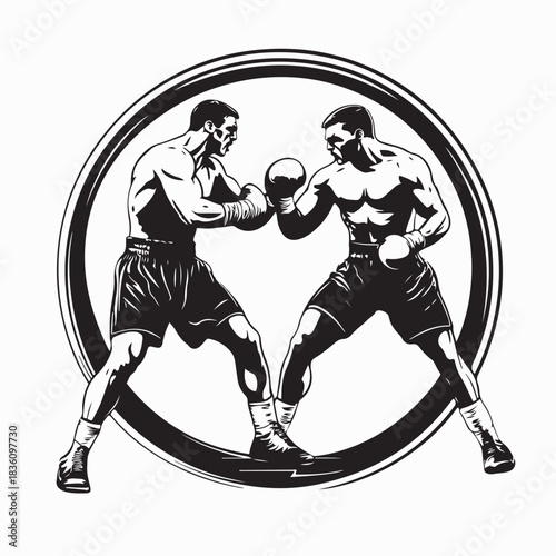 Boxing Fight Scene Vector Illustration on white background