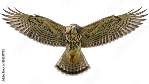 Northern goshawk flying PNG isolated on transparent background, bird of prey with outstretched wings, accipiter gentilis