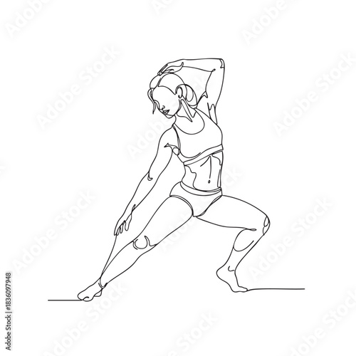 Woman in dynamic dance pose movement flexibility