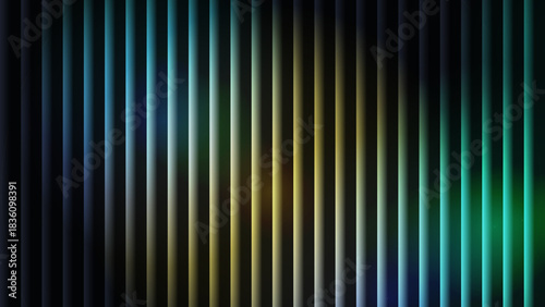 Abstract Dark Teal Blue Gold Vertical Stripes 3D Render Background