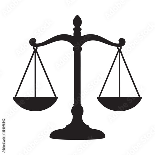 Hanging scales of justice balance icon vector silhouette