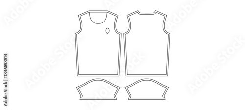 Soccer Jersey Sewing Patterns Custom Sports Jerseys. Clothing Sewing Pattern Illustration Front Back and Sleeve. 