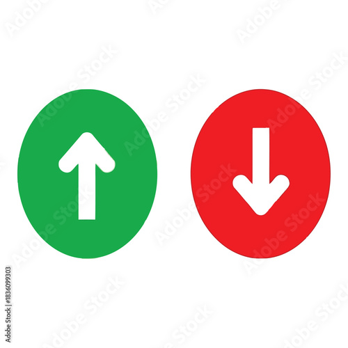 Green and red circular arrows indicating upward and downward movement, respectively