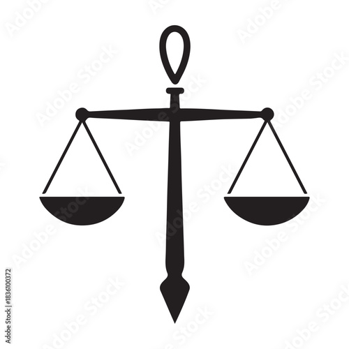 Hanging scales of justice balance icon vector silhouette