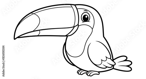 Line Art Cartoon Toucan Illustration