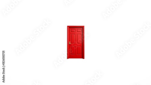 Red Door in White Room Animation: Transitioning from Small to Large - Business Concept