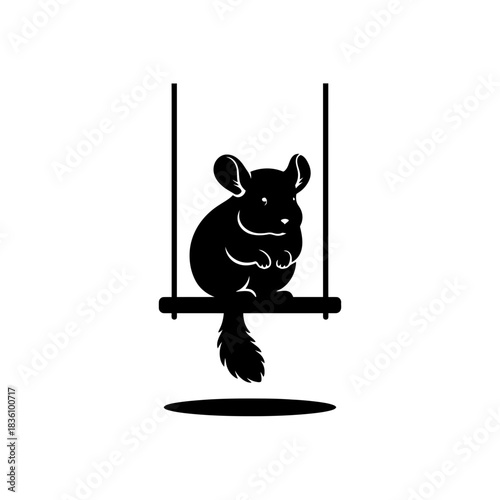 Chinchilla silhouette on a swing minimal design