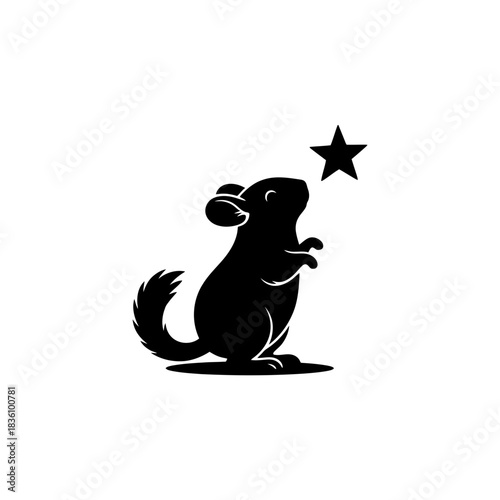 Chinchilla silhouette reaching for a minimal star concept art