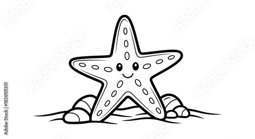 Smiling Starfish Cartoon Illustration