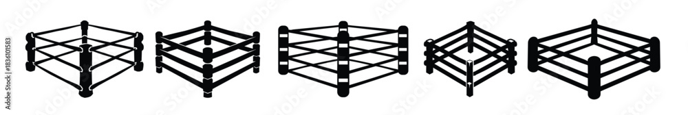 Fototapeta premium boxing ring silhouette clipart bundle 
