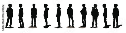 boy silhouettes vector bundle set of teenage boy silhouette 