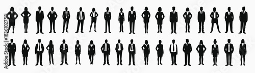 business people silhouette set business man and woman 