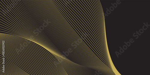 Luxury Gold Line Abstract Pattern on Black Background