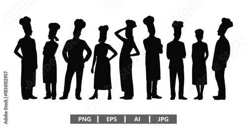 Culinary excellence featuring diverse chefs in silhouette formation