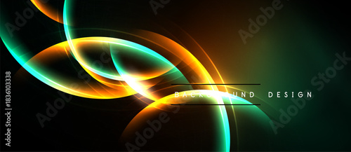 Abstract glowing lines form dynamic shapes. Dark background enhances vibrant colors, creating modern visual effect.
