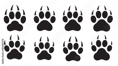collection of black animal paw prints with sharp claws
