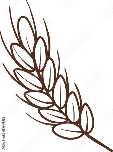 Wheat icon cartoon hand drawn character illustration