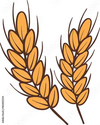 Wheat icon cartoon hand drawn character illustration