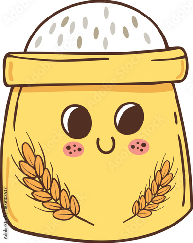 Rice sack cartoon hand drawn character illustration