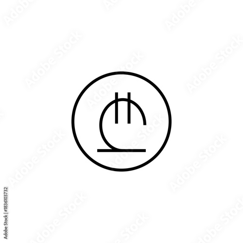 Georgian Lari currency outline editable stroke