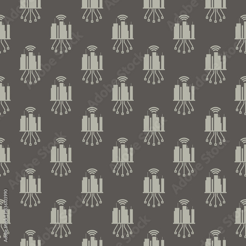 Smart city seamless pattern isolated on color background