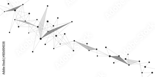 Abstract plexus or connecting dots and lines design. Digital network connection, global communication and big data visualization. Suitable for science and technology. Vector