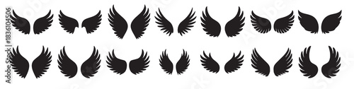 various wing silhouettes for angel bird and fantasy themed