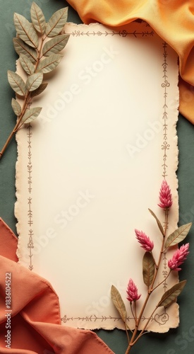 Piece of paper with a flower on it greeting card