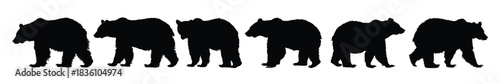 american black bear silhouette set bear walking clipart bundle