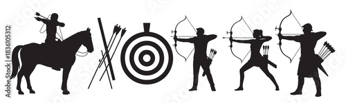 archery silhouettes featuring archers horseback archer
