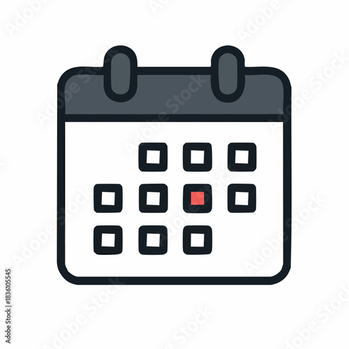A simple calendar icon with a red square marking a specific date, set against a plain white background.